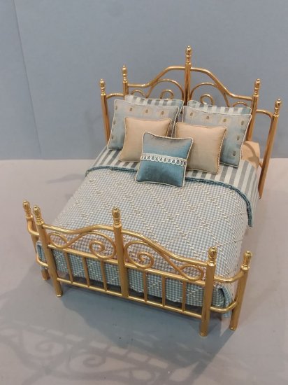 Custom Dressed Brass Bed - Click Image to Close