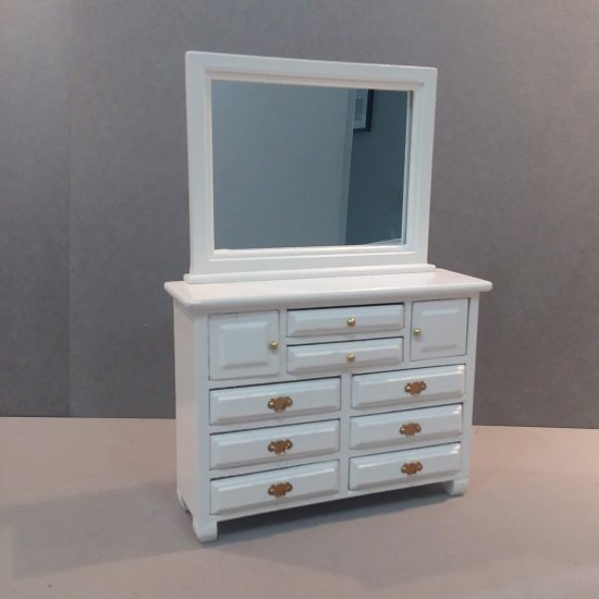 White Double Dresser/Mirror - Click Image to Close