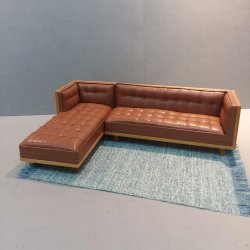 Mid Century Mod Sectional/Brown Leather