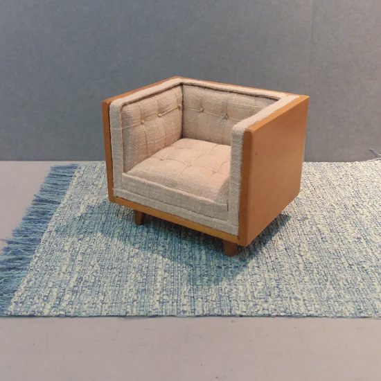 Mid Century Mod Arm Chair/Tan Linen - Click Image to Close