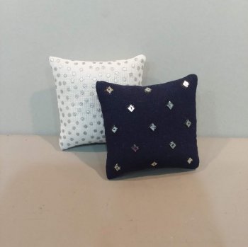 Midnight Blue/Silver Pillows