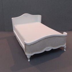White Cane Accent Double Bed
