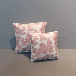 Rose Provincial Toile & White Silk Pillows