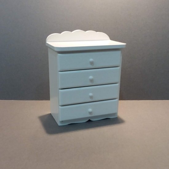 White 4 Drawer Chest/Scallop Detail - Click Image to Close