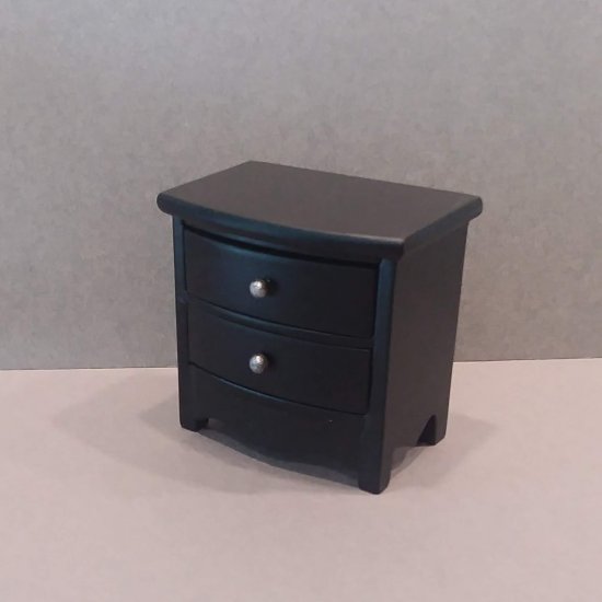 Bowfront 2 drawer Night Stand - Black - Click Image to Close