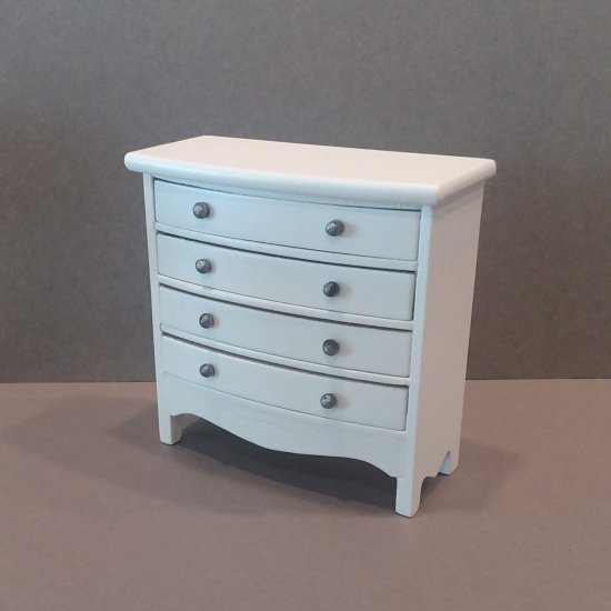 Bowfront 4 Drawer Chest - White - Click Image to Close