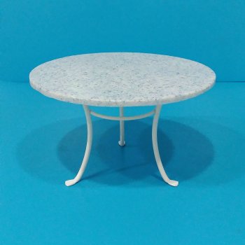 Round White Table - Faux Blue Granite top