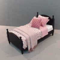 Black Single Bed-Rose/Ivory Floral