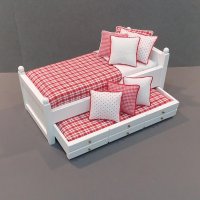 White Trundle/Red & White Plaid
