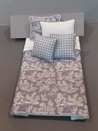 S-359 White on Steel Blue Toile
