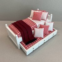 White Trundle/Red & White Plaid