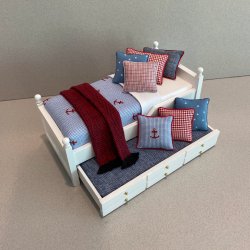 White Trundle/ Nautical Red & Blue