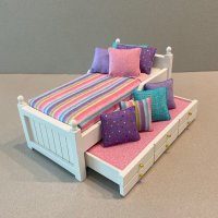 White Trundle - Lilac, Pink & Aqua Stripe