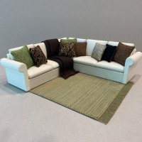 Ivory Sectional - Tropical & Brown Accents