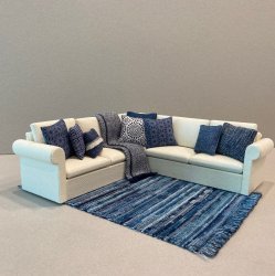 Ivory Sectional - Navy, Denim and White accents