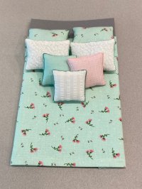 D-328 Mint Green/Pink Floral Green and White accent