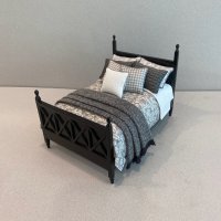 Ashley Black Bed- Pewter/Ivory Toile