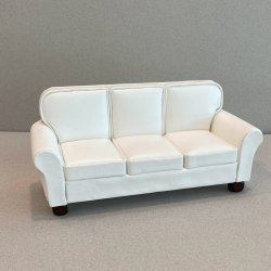 Ivory Leather 3 cushion sofa
