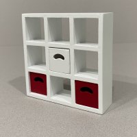 9 Cube Shelf Unit/ 3 Red & White Bins