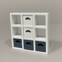 9 Cube Shelf Unit/ 5 White & Blue Bins