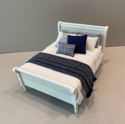 Ribbed Queen Bed/White/Navy
