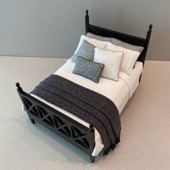 Ashley Black Bed- White/Grey accents