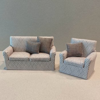 DA-22 Chair & Sofa - Taupe/White Diamond