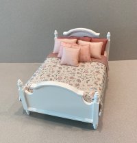 White Panel Queen Bed-Rose Silk Floral