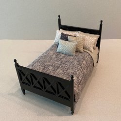 Ashley Black Bed-Black & Taupe Basketweave